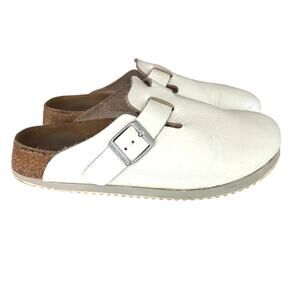 Birkenstocks Boston leather white clogs size 8 women’s boho fall casual comfort